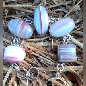 Pink Agate (Maybe) Bracelet Sterling Silver (925)